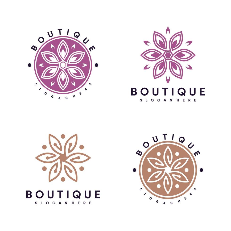 boutique icon set collezione logo con elemento creativo vettore premium
