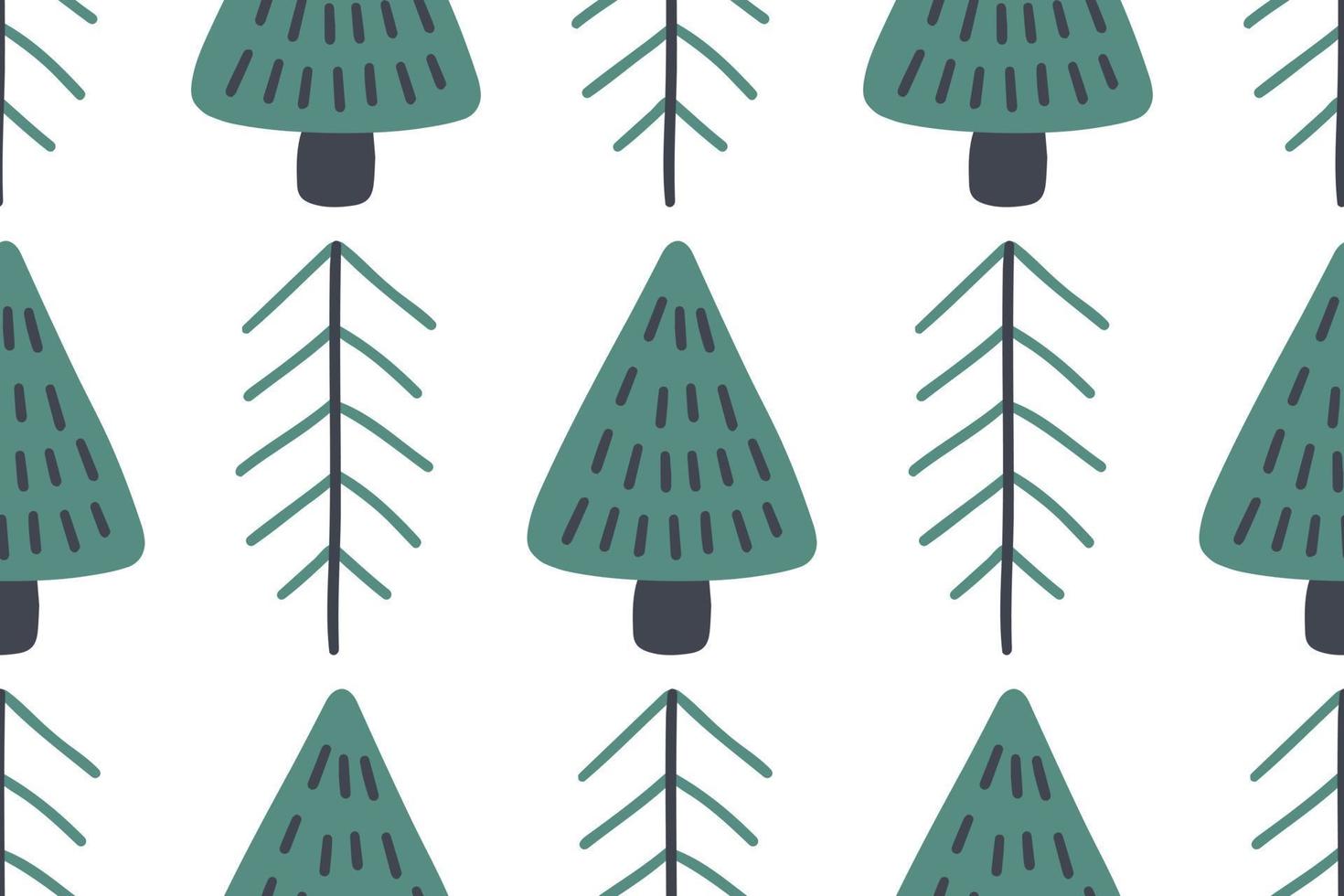 modello vettoriale foresta scandinava. disegno senza giunte del bosco con alberi disegnati a mano.