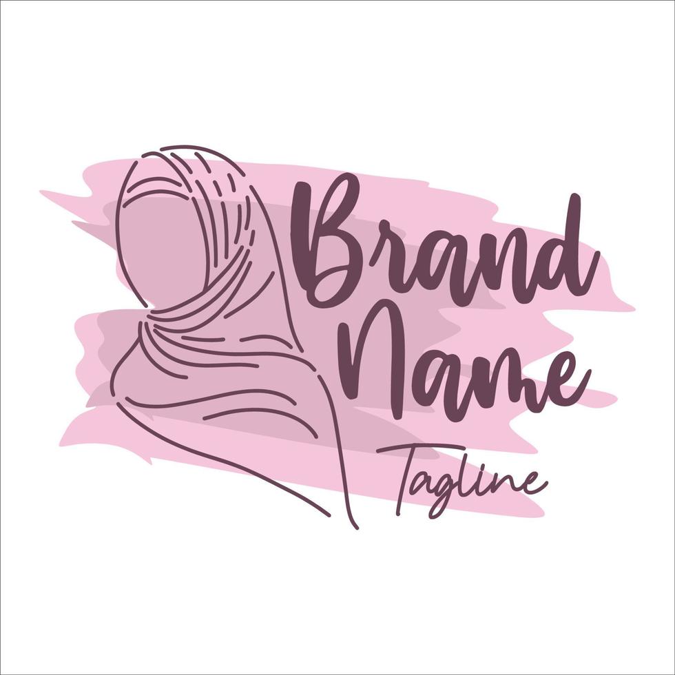 logo del marchio hijab con stile line art vettore