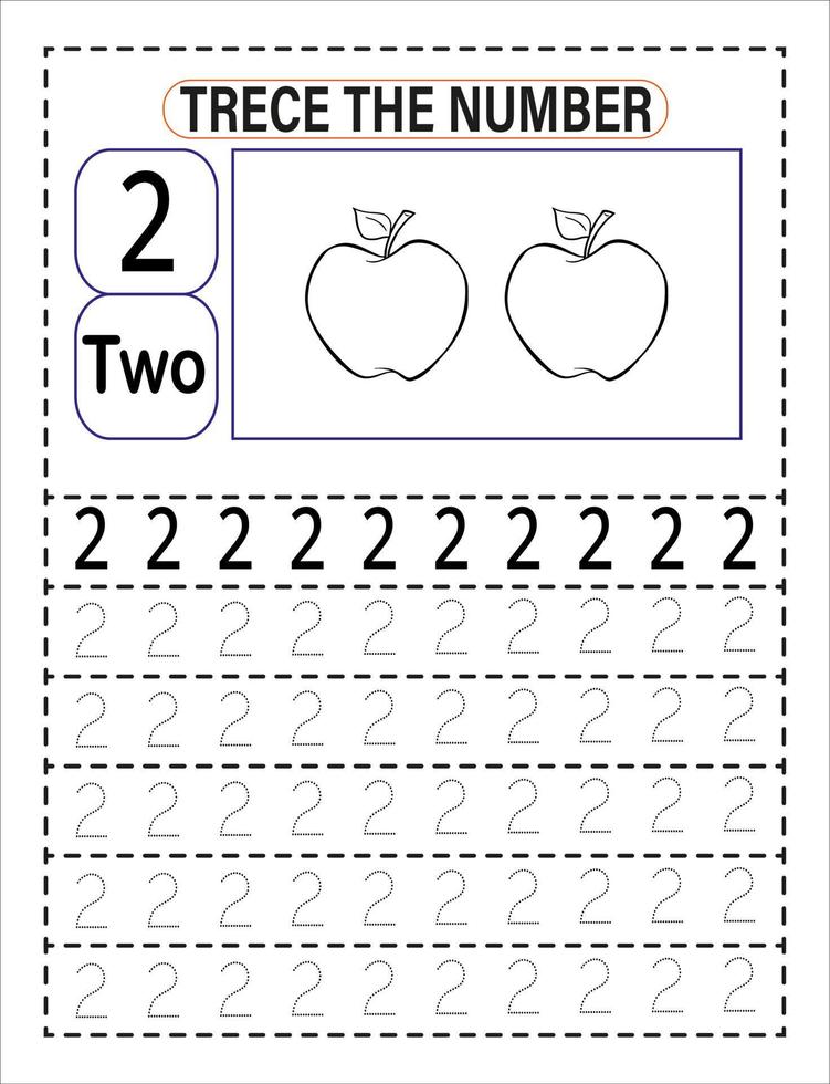 traccia il numero per i bambini in età prescolare o dell'asilo per migliorare le abilità di scrittura di base vettore