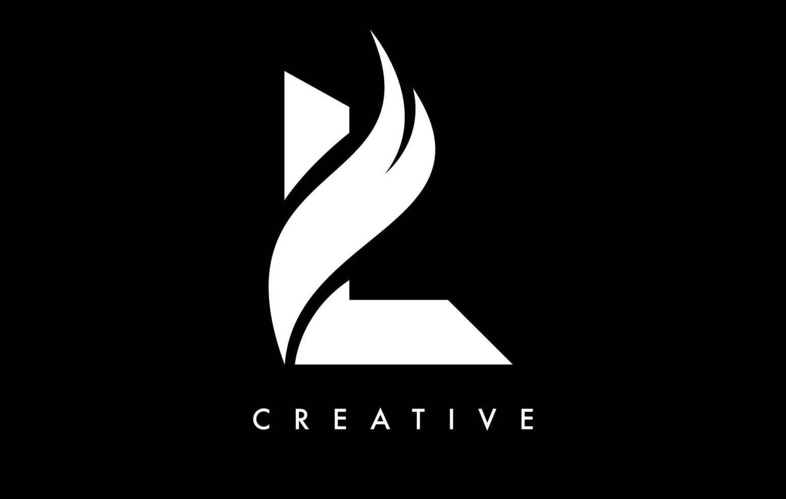 lettera l logo icona design con swoosh e vettore creativo a forma di taglio curvo
