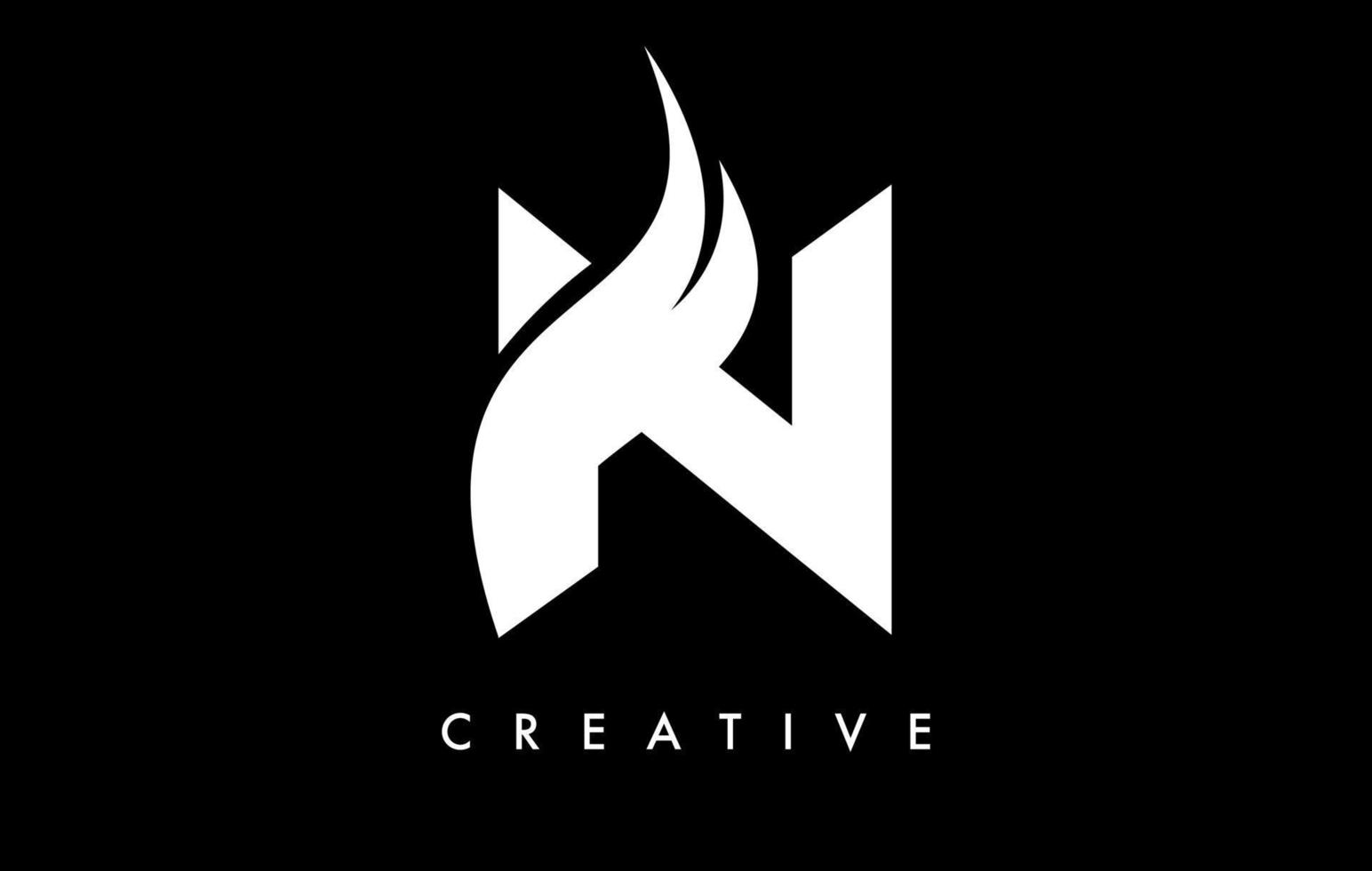 design dell'icona del logo della lettera n con swoosh e vettore creativo a forma di taglio curvo