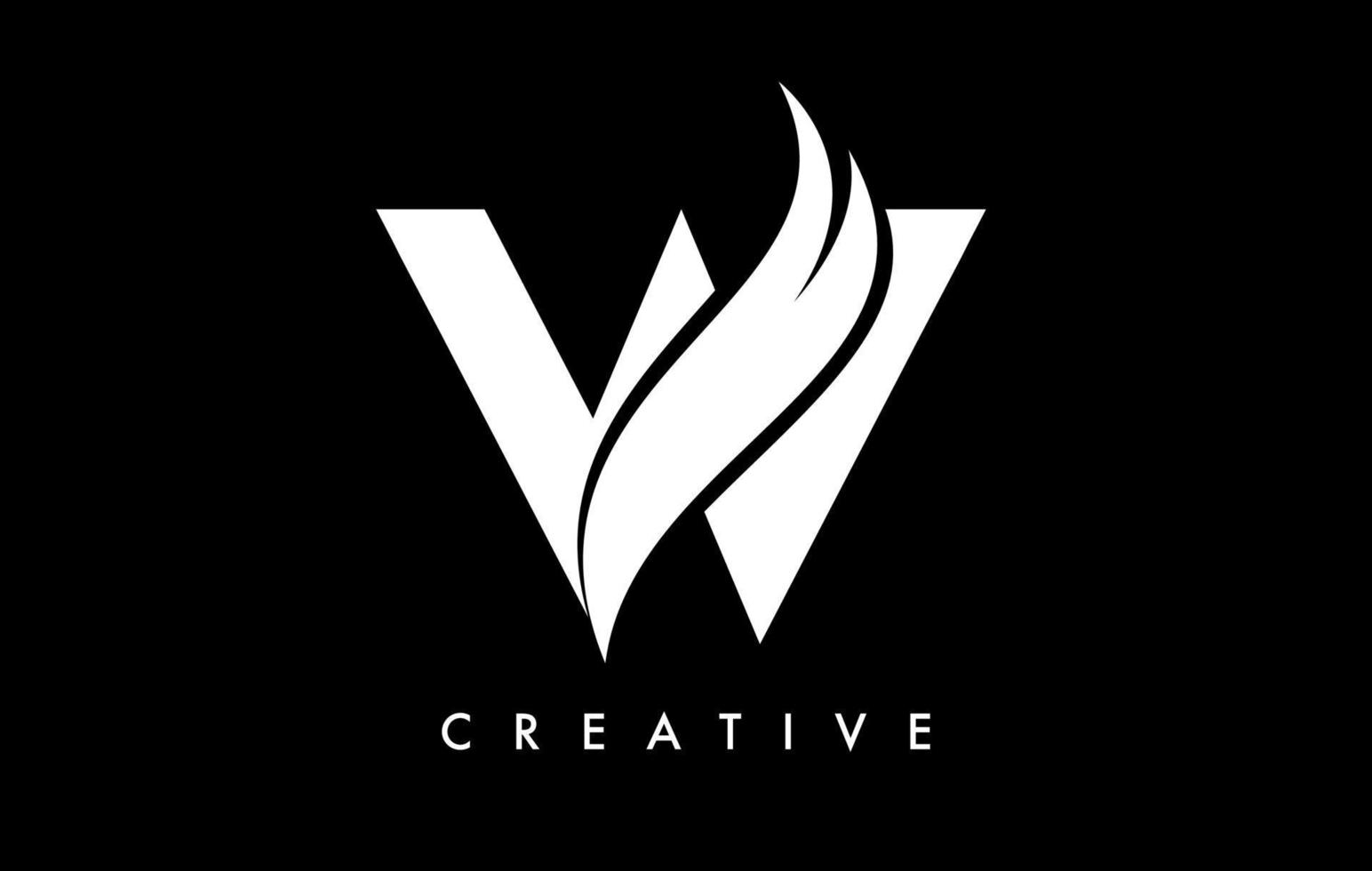 lettera w logo icona design con swoosh e vettore creativo a forma di taglio curvo
