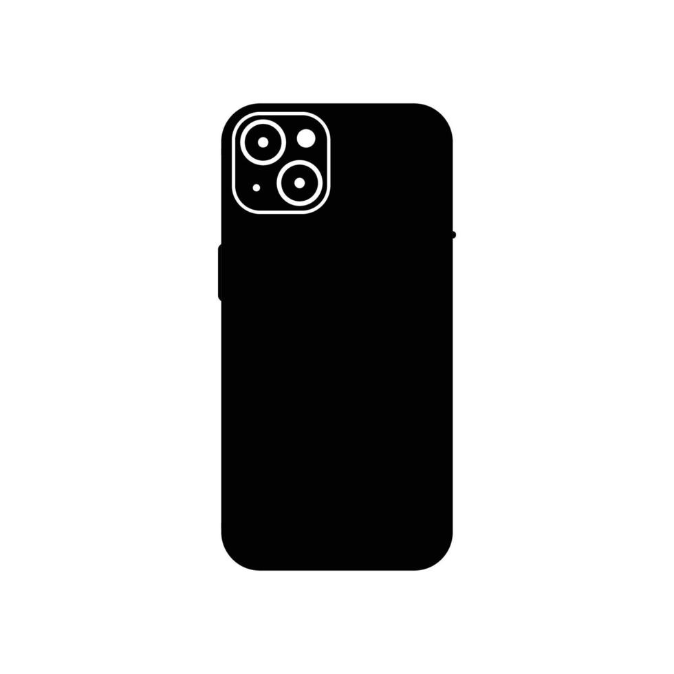 lato posteriore dello smartphone icona in bianco e nero elemento di design su sfondo bianco isolato vettore