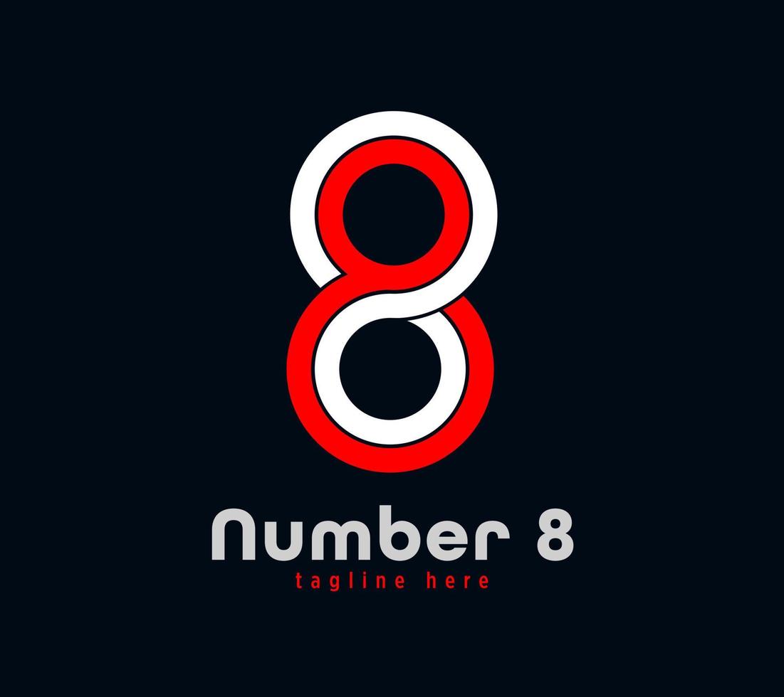design del logo numero 8. serie di lettere speciali uniche lineari. illustrazione vettoriale del modello di design minimale creativo