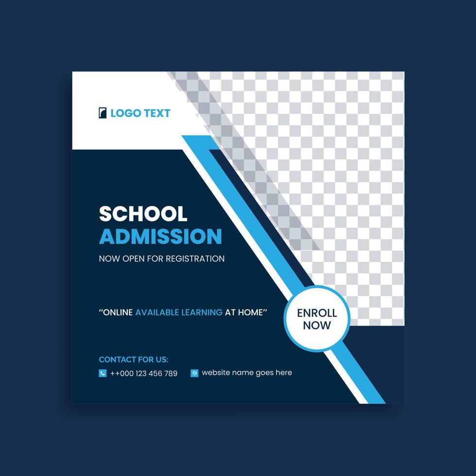 torna a scuola ammissione social media post banner template design sconto promozionale volantino quadrato vettore