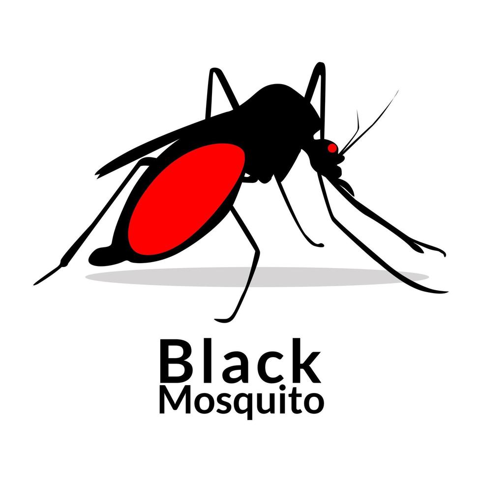 logo della zanzara con disegno dell'illustrazione del sangue vettore