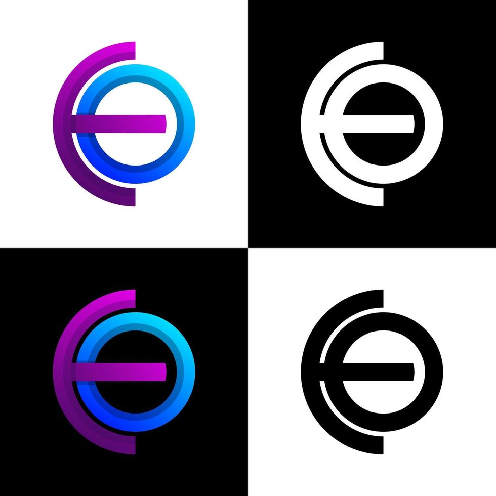 design del logo sfumato lettera e e o vettore