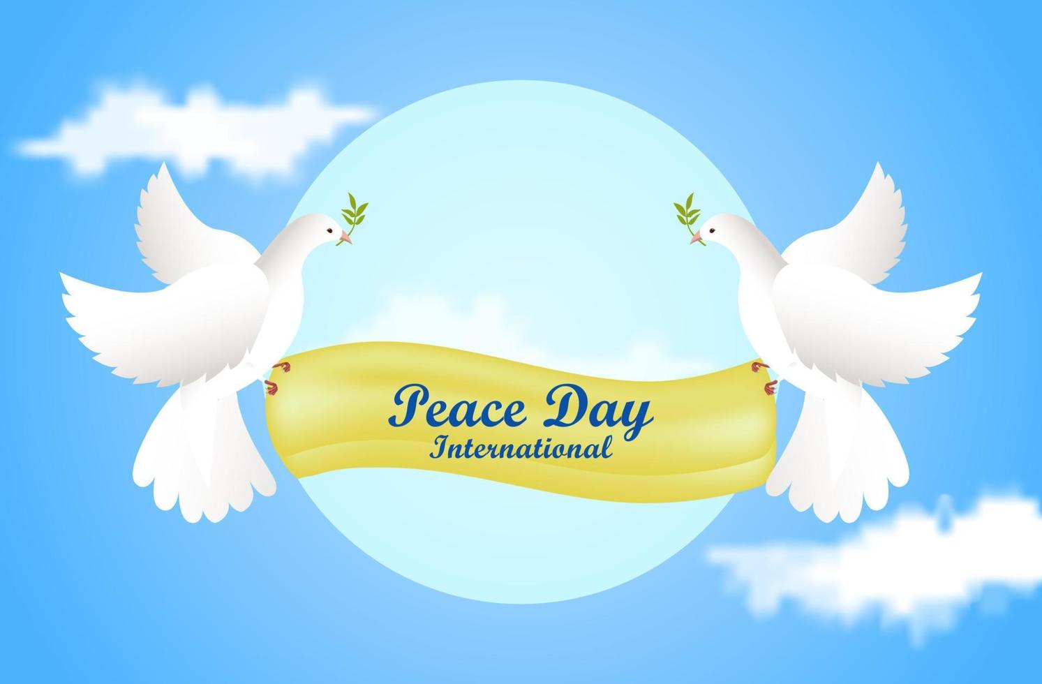 sfondo della giornata mondiale della pace con colombe in stile disegnato a mano vettore