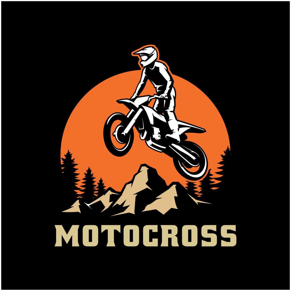 vettore del logo dell'illustrazione di sport motoristici e motocross