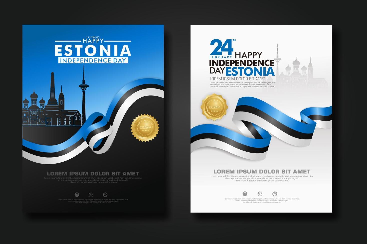 impostare poster design estonia felice giorno dell'indipendenza modello di sfondo vettore