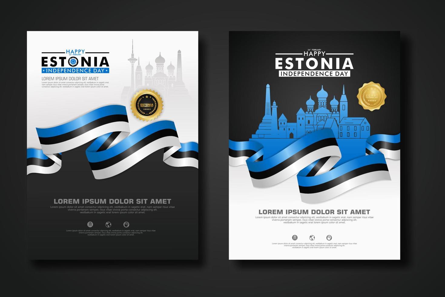 impostare poster design estonia felice giorno dell'indipendenza modello di sfondo vettore