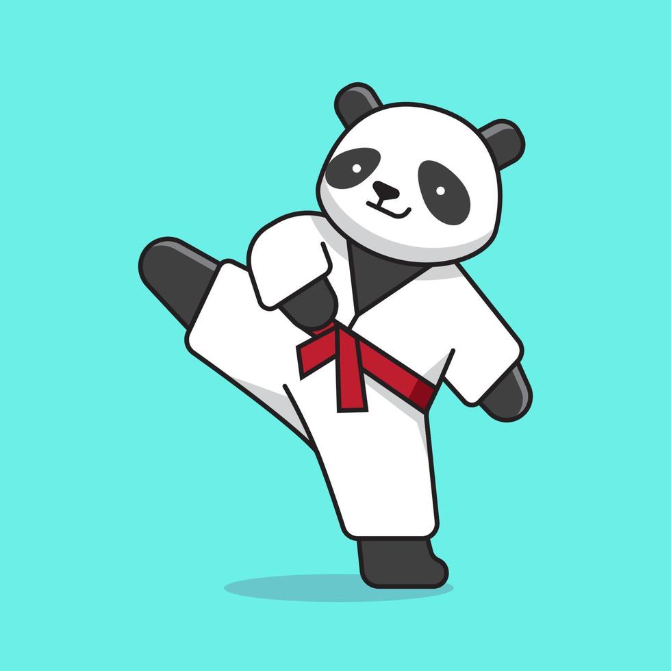 vettore di karate panda carino