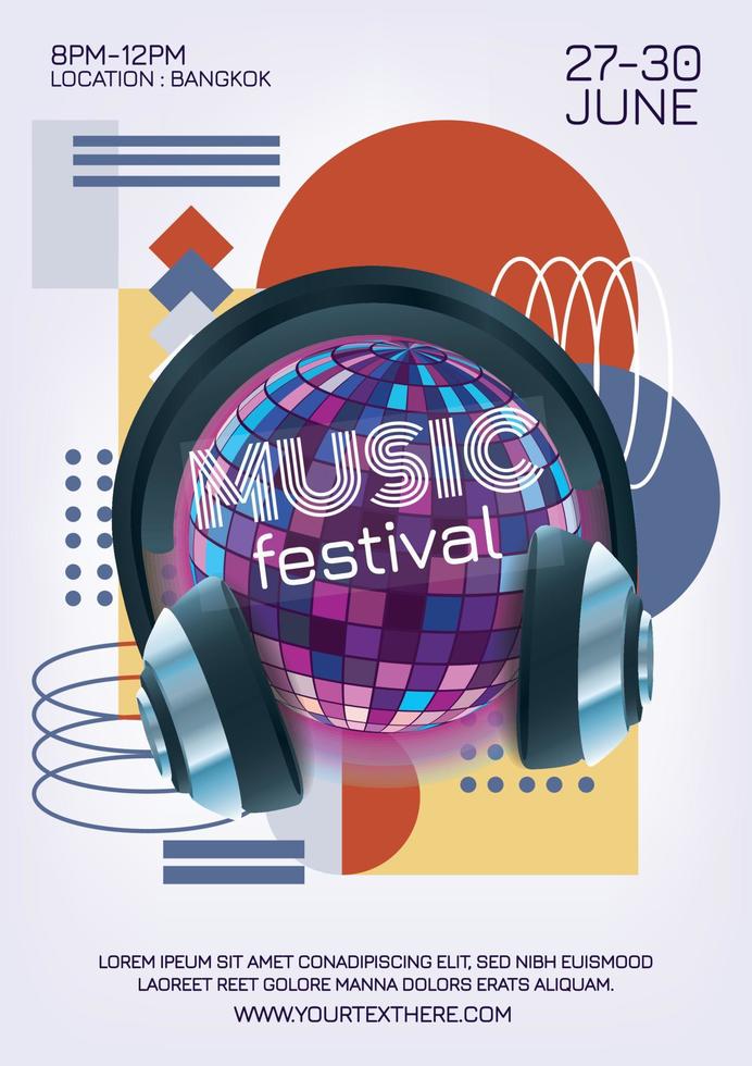 poster del festival musicale per la festa notturna del dj vettore