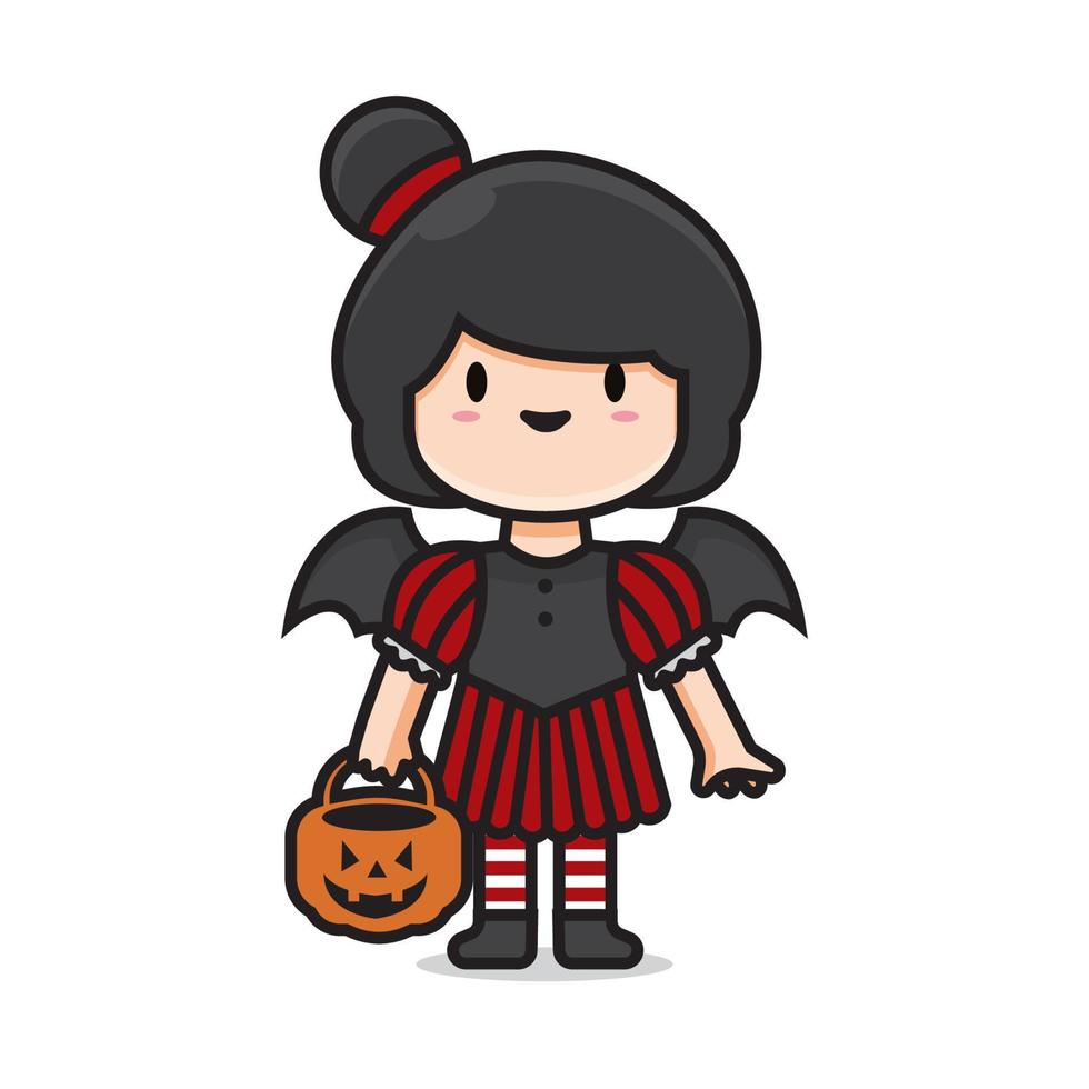 carino costume di halloween vampiro vettore femminile
