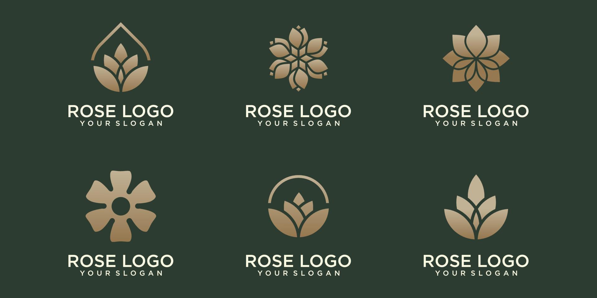 logo rosa e set di icone. vettore del modello di progettazione.