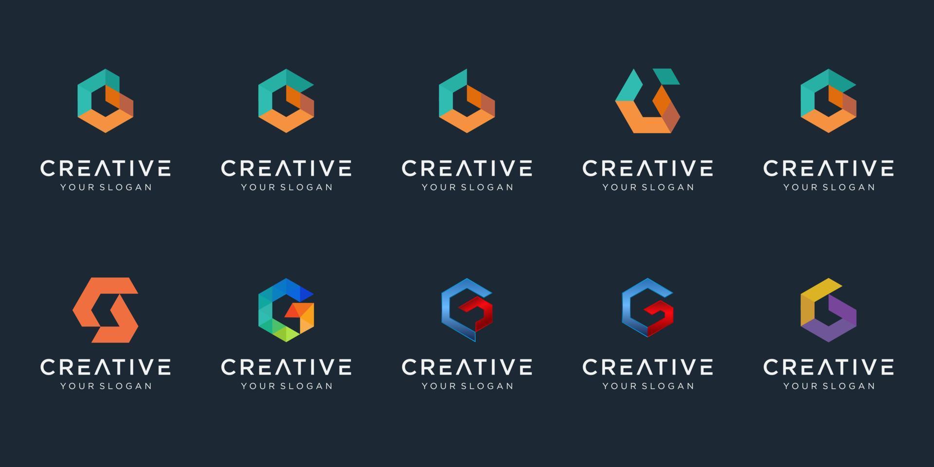 set di design creativo logo astratto lettera monogramma gc. vettore