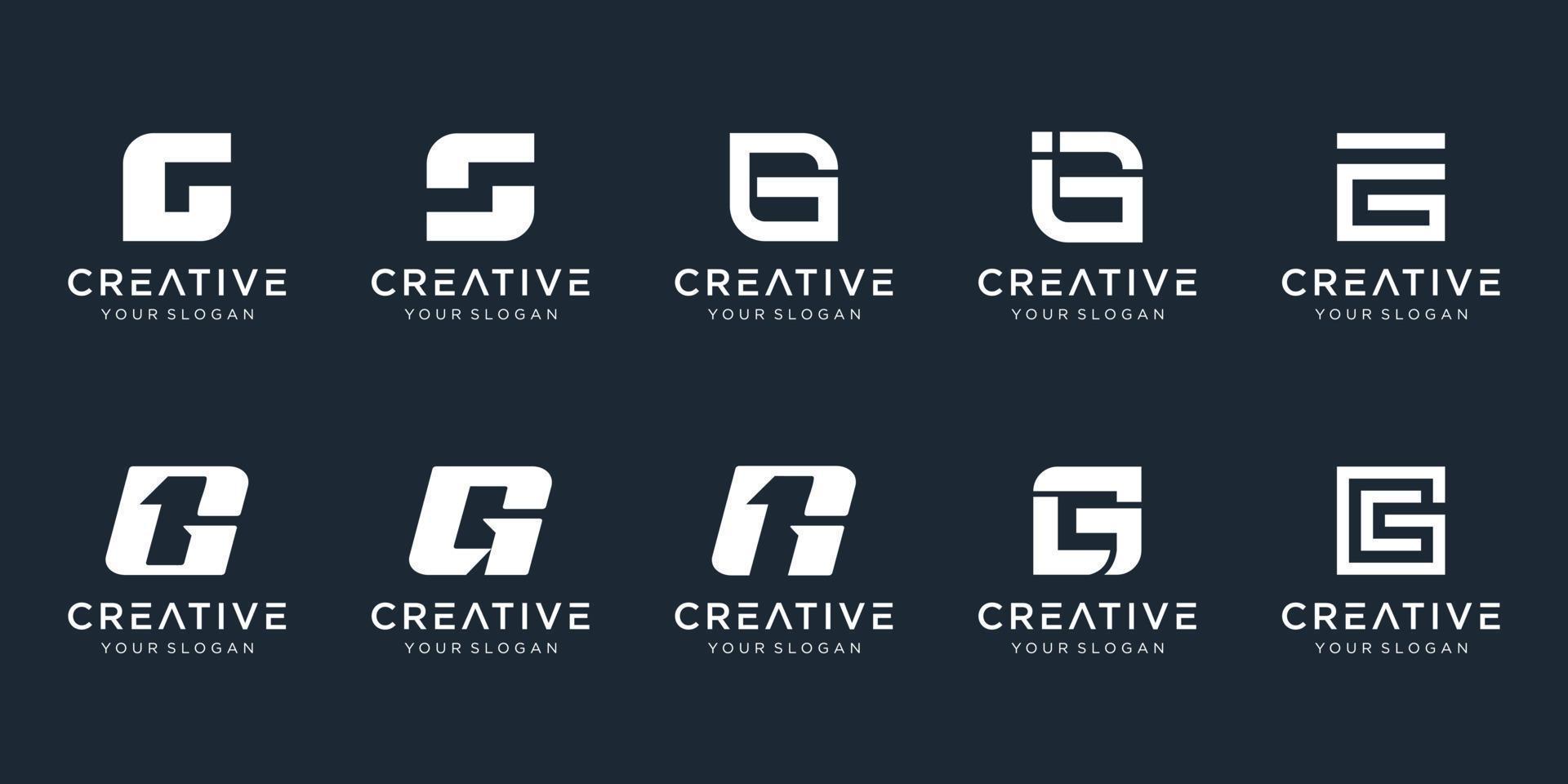 set di design del logo creativo astratto lettera g 1 monogramma. vettore