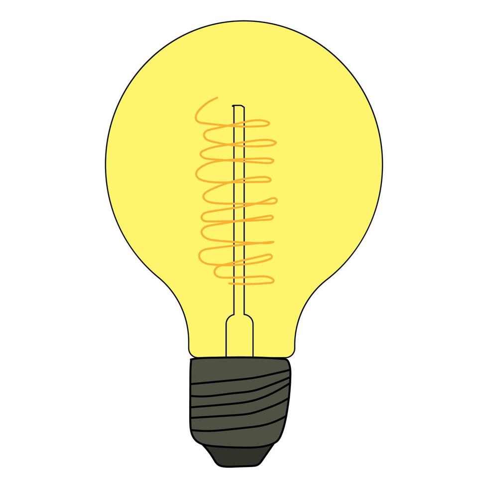 icona della lampadina incandescente. illustrazione di doodle di vettore di una lampadina a incandescenza. risparmio energetico