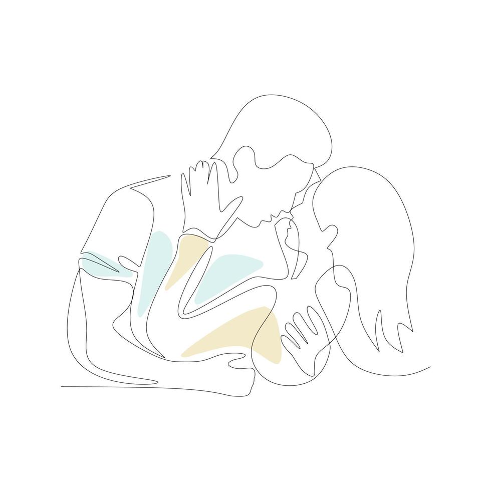 illustrazione vettoriale di coppia innamorata disegnata in stile arte linea