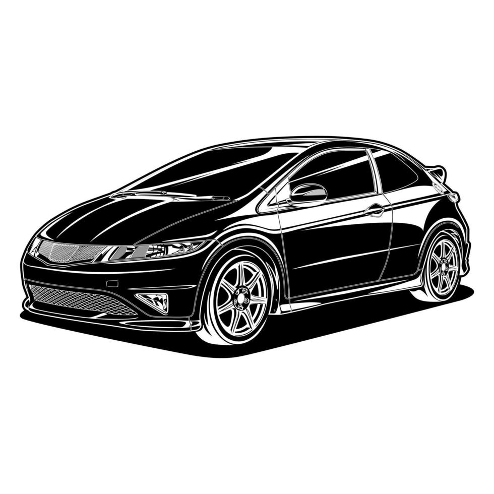 illustrazione vettoriale di auto in bianco e nero per la progettazione concettuale