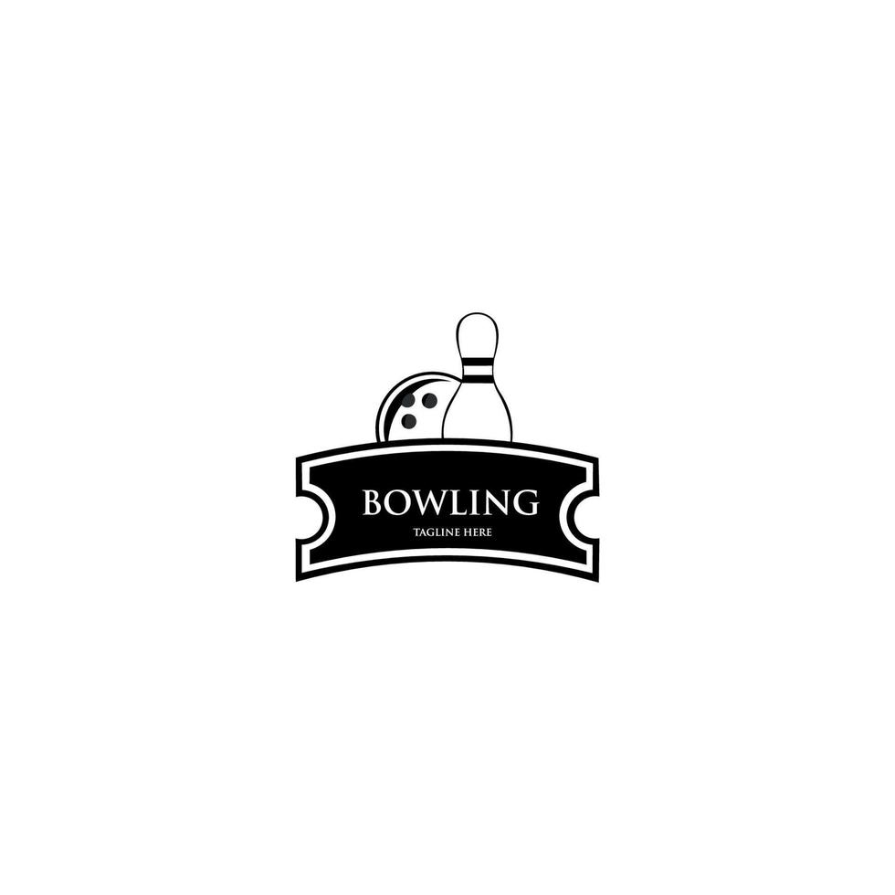 vettore di progettazione del modello di logo di bowling. modelli di segni aziendali, icone, elementi di design dell'identità e oggetti.