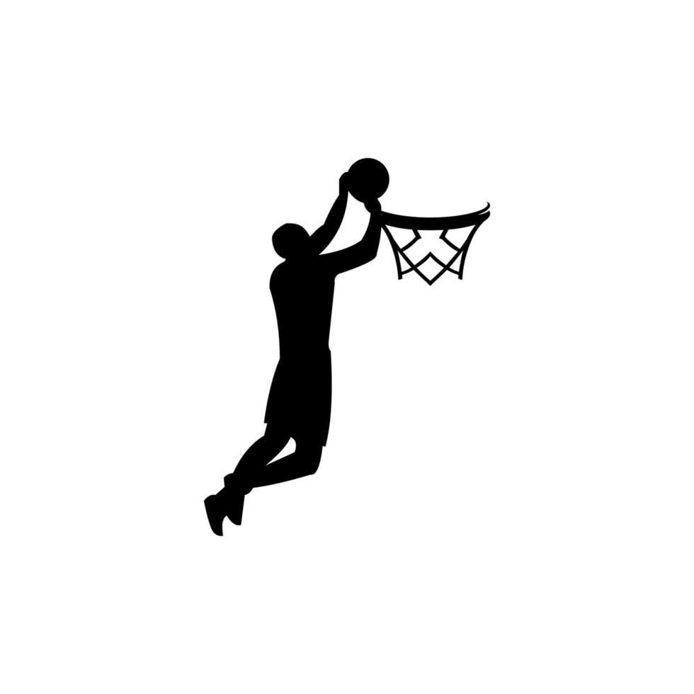 giocatore di basket che fa una schiacciata. competizione a squadre, vincendo il campionato. illustrazione vettoriale