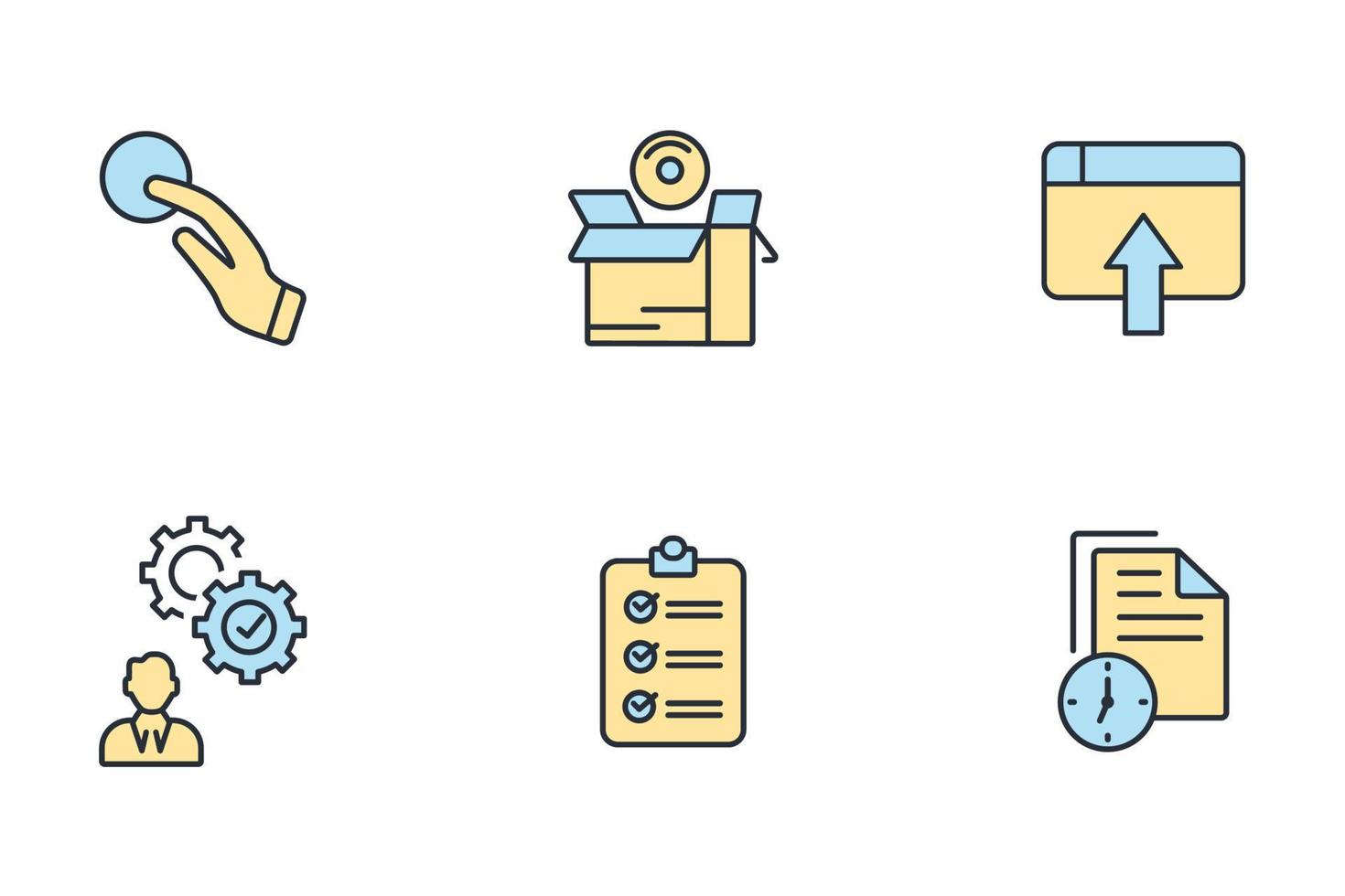 set di icone di gestione del rilascio. rilasciare gli elementi vettoriali del simbolo del pacchetto di gestione per il web infografico