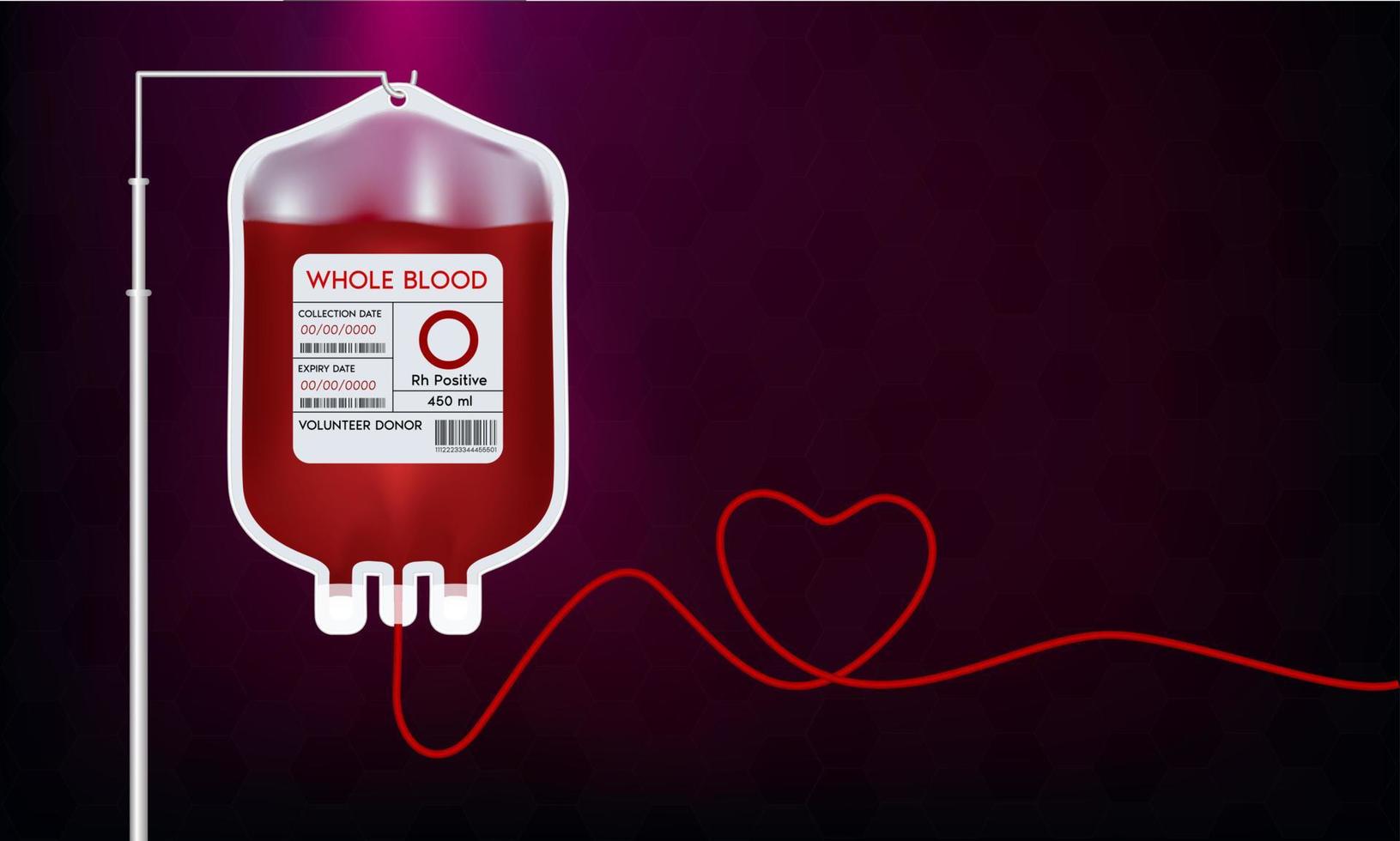 sacca sangue con etichetta diverso gruppo sanguigno o sistema. idee per la donazione di sangue per aiutare il medico ferito. illustrazione 3d vettoriale eps10