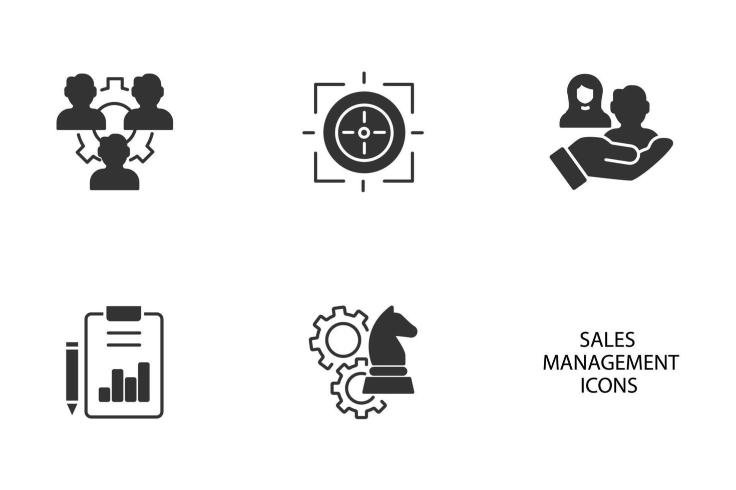 set di icone di gestione delle vendite. elementi di vettore di simbolo del pacchetto di gestione delle vendite per il web infografico