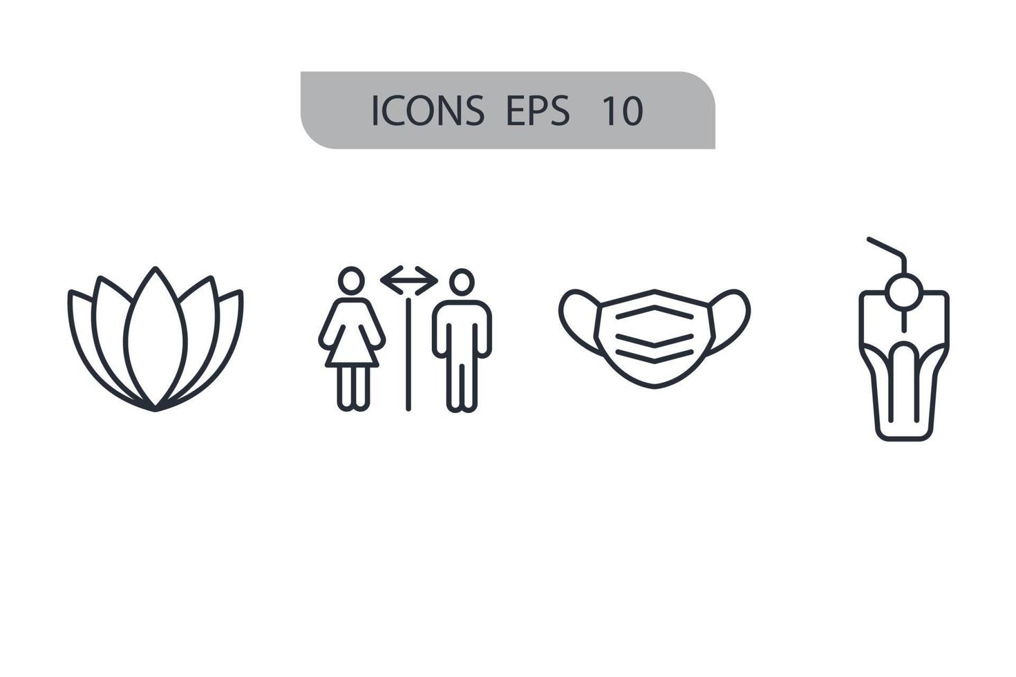 set di icone di servizio dell'hotel. elementi di vettore di simbolo del pacchetto di servizi dell'hotel per il web di infografica