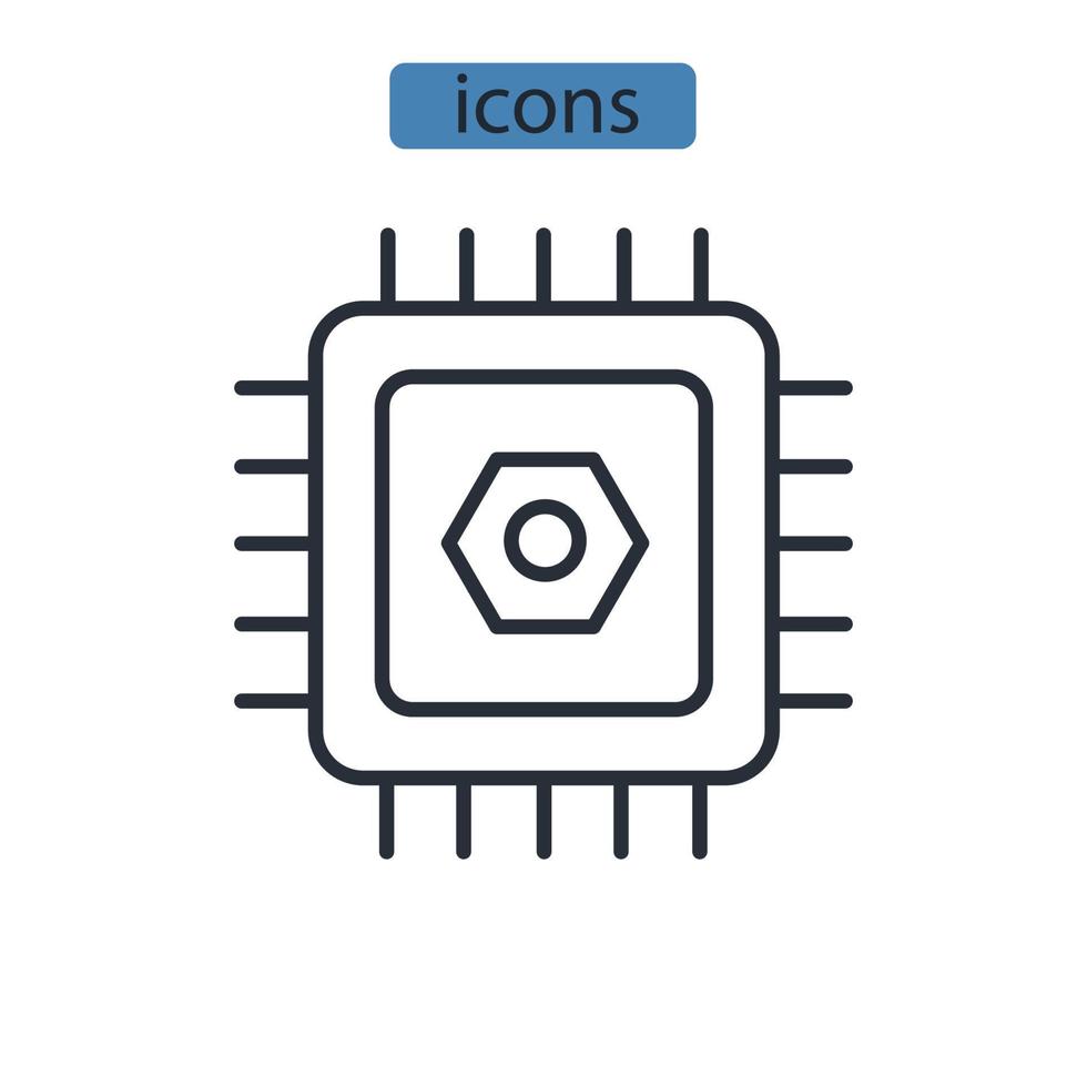 bios chip icone simbolo elementi vettoriali per il web infografica