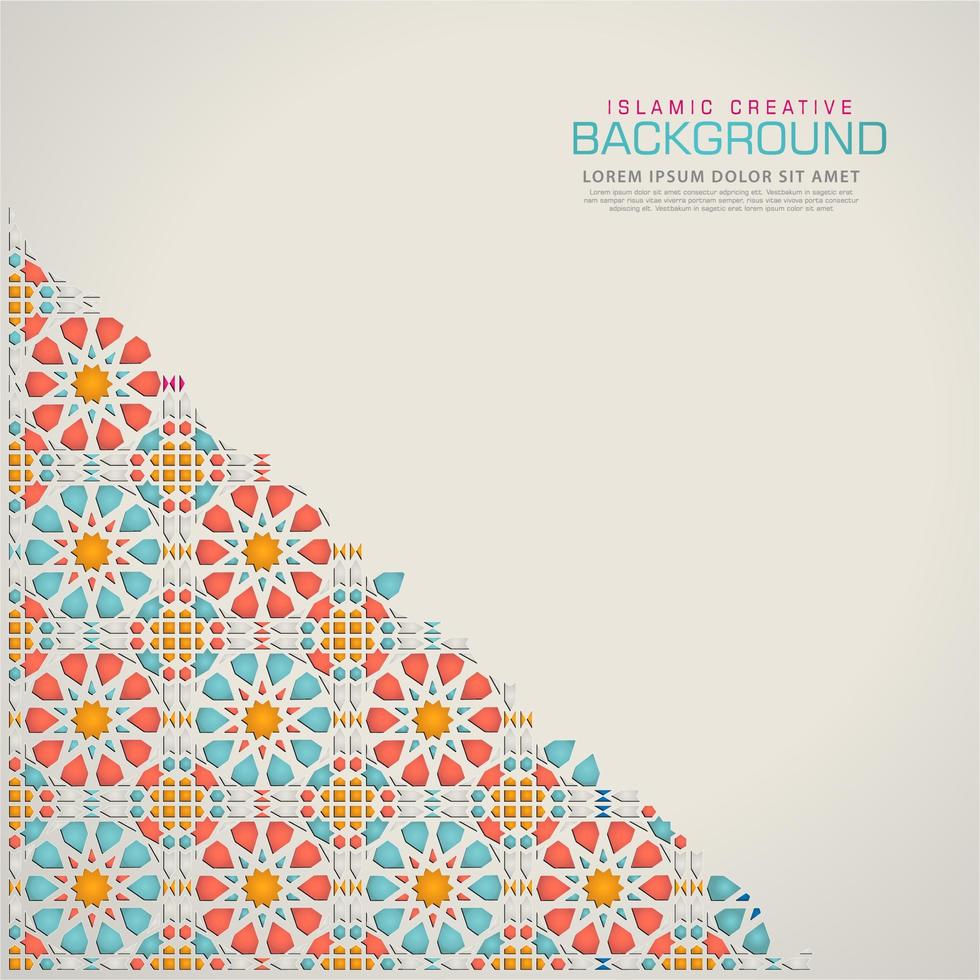 modello di sfondo biglietto di auguri design islamico con dettaglio colorato ornamentale di mosaico floreale arte islamica ornament.vector illustrazione. vettore