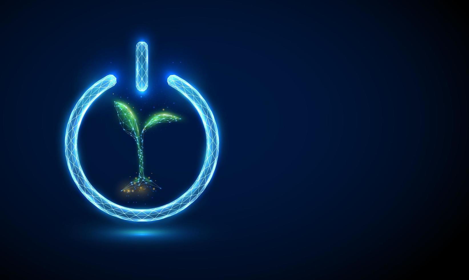 pianta giovane verde astratta nel pulsante di alimentazione blu. vettore
