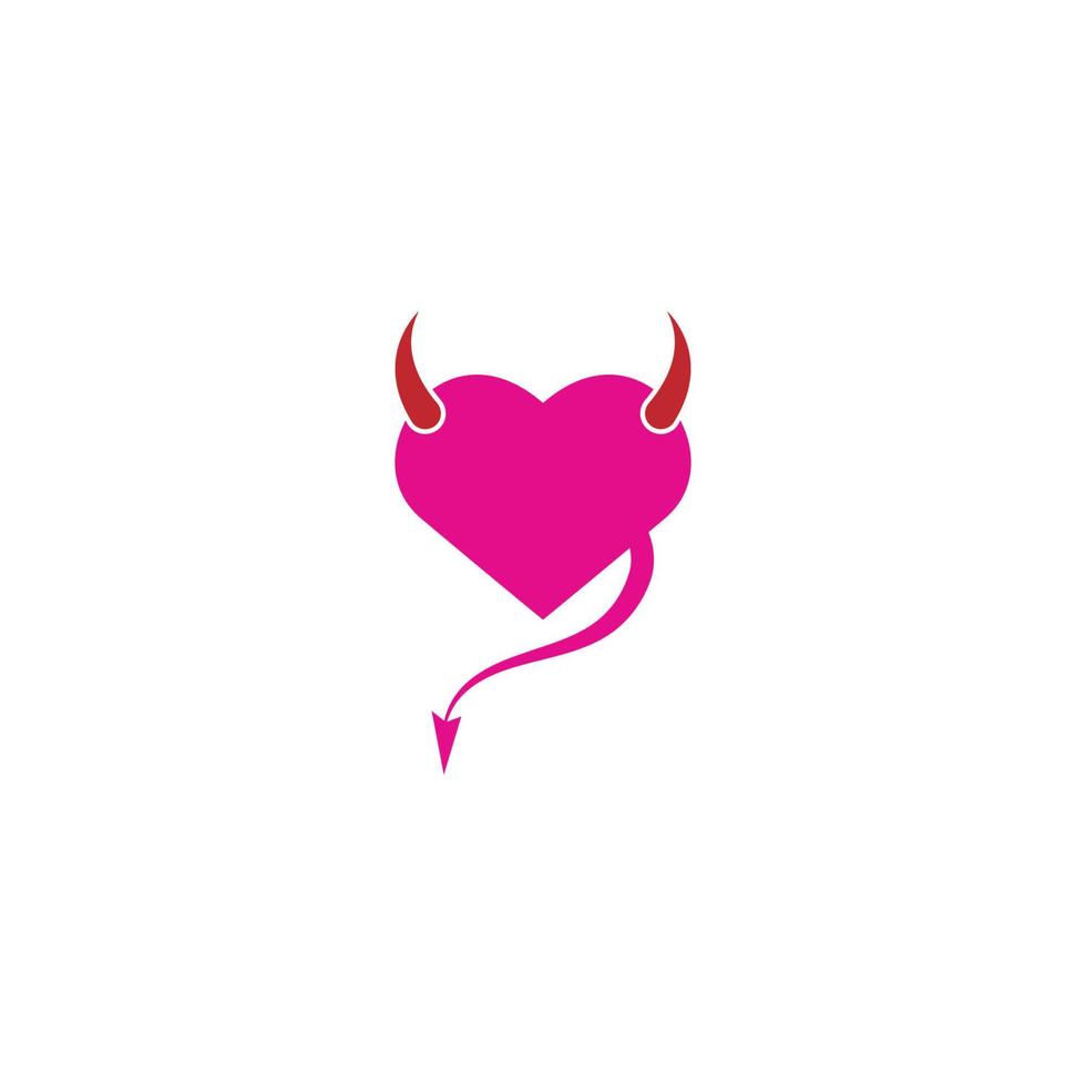 illustrazione del design del logo dell'icona del cuore del diavolo vettore