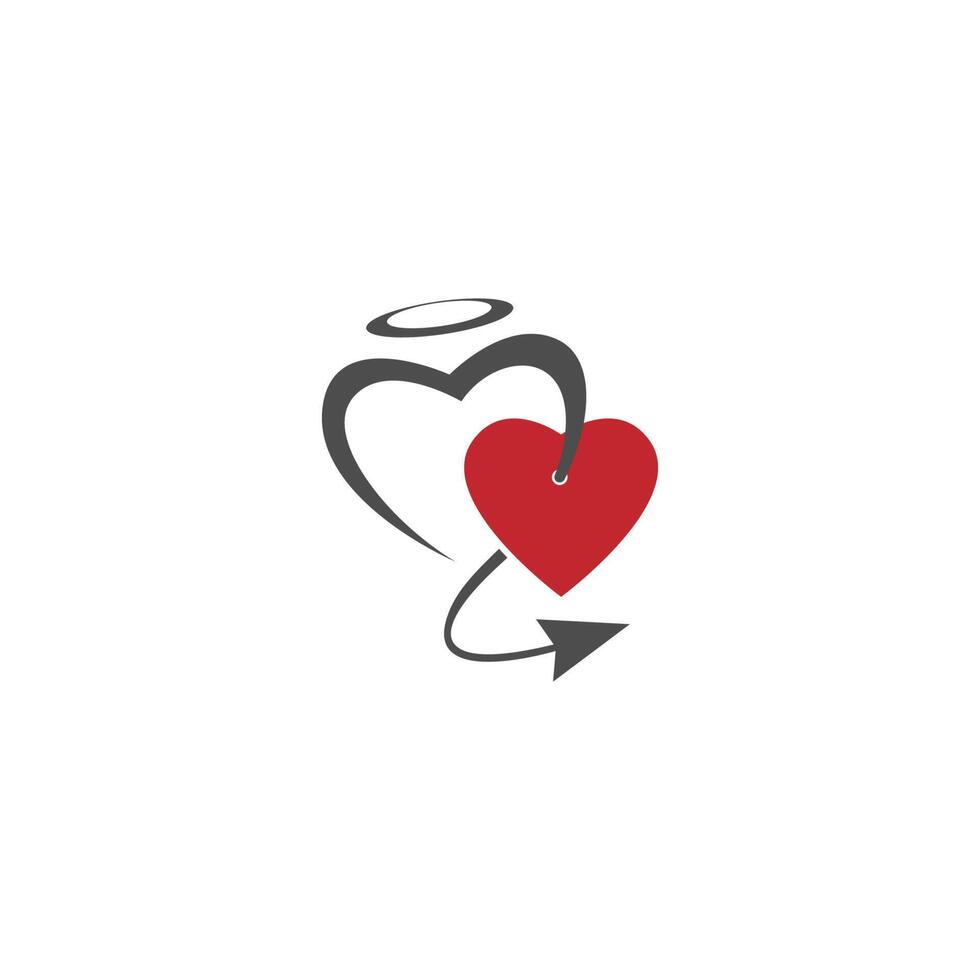 illustrazione del design del logo dell'icona del cuore del diavolo vettore