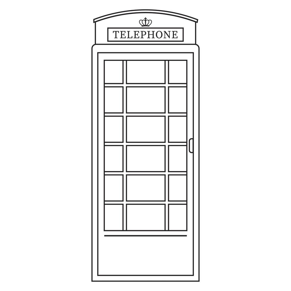 icona del contorno nero della cabina telefonica, illustrazione vettoriale isolata in stile doodle