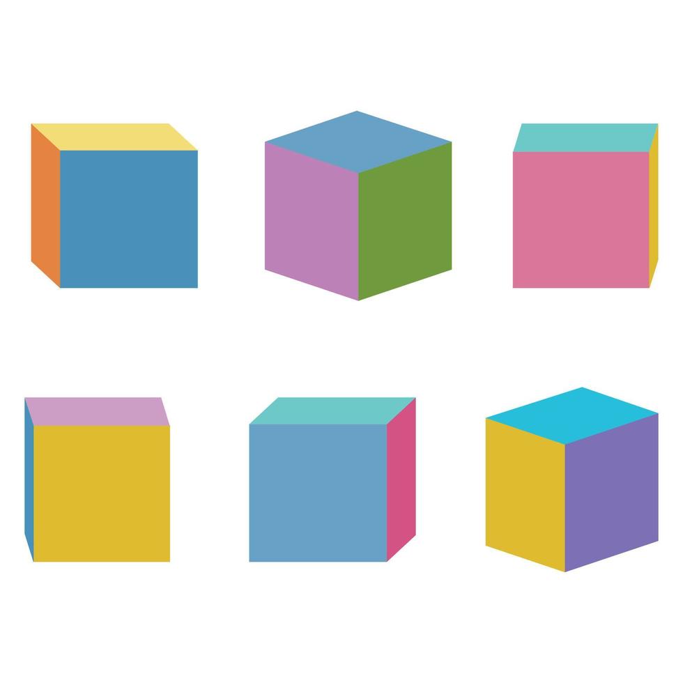 cubi di legno per la costruzione di torri, illustrazione isolata del vettore di colore
