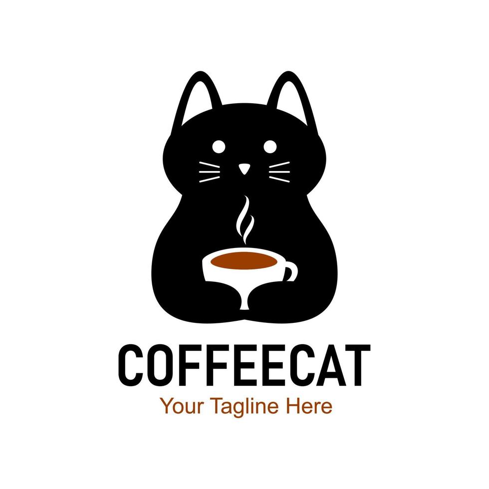 logo del gatto del caffè vettore