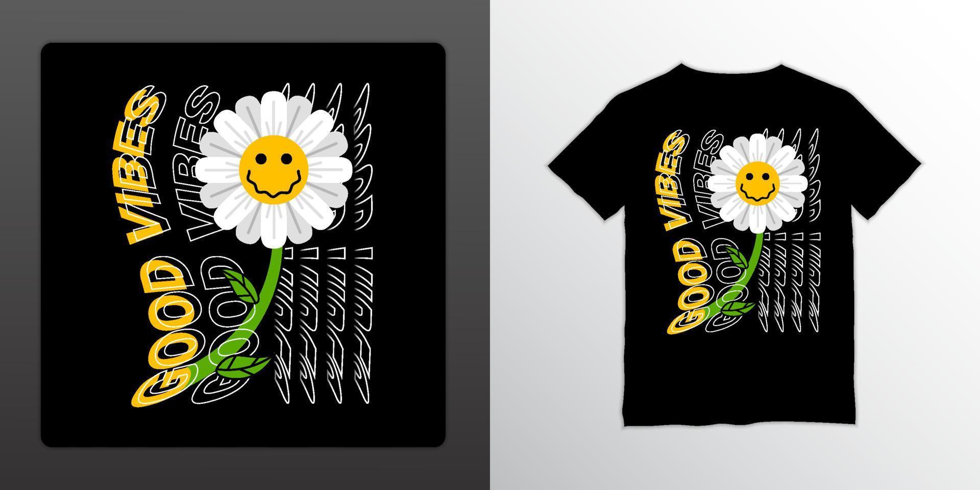 t-shirt design streetwear good vibes, adatta per serigrafia, giacche e altro vettore