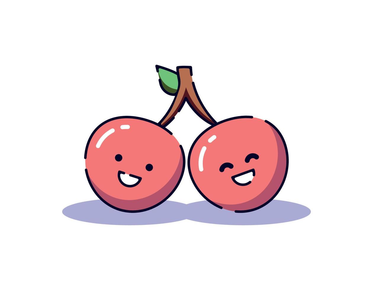 illustrazione vettoriale isolata di ciliegia con un sorriso luminoso. adatto per siti web, app, libri, pubblicità ecc