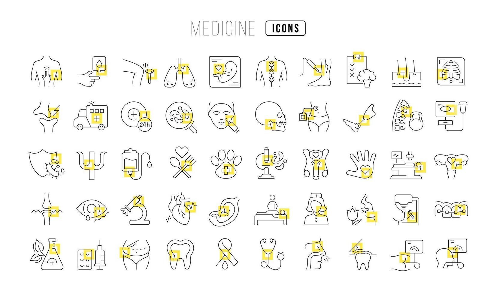 set di icone lineari della medicina vettore