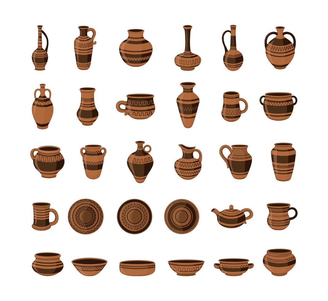 collezione di vasi di terracotta vettore