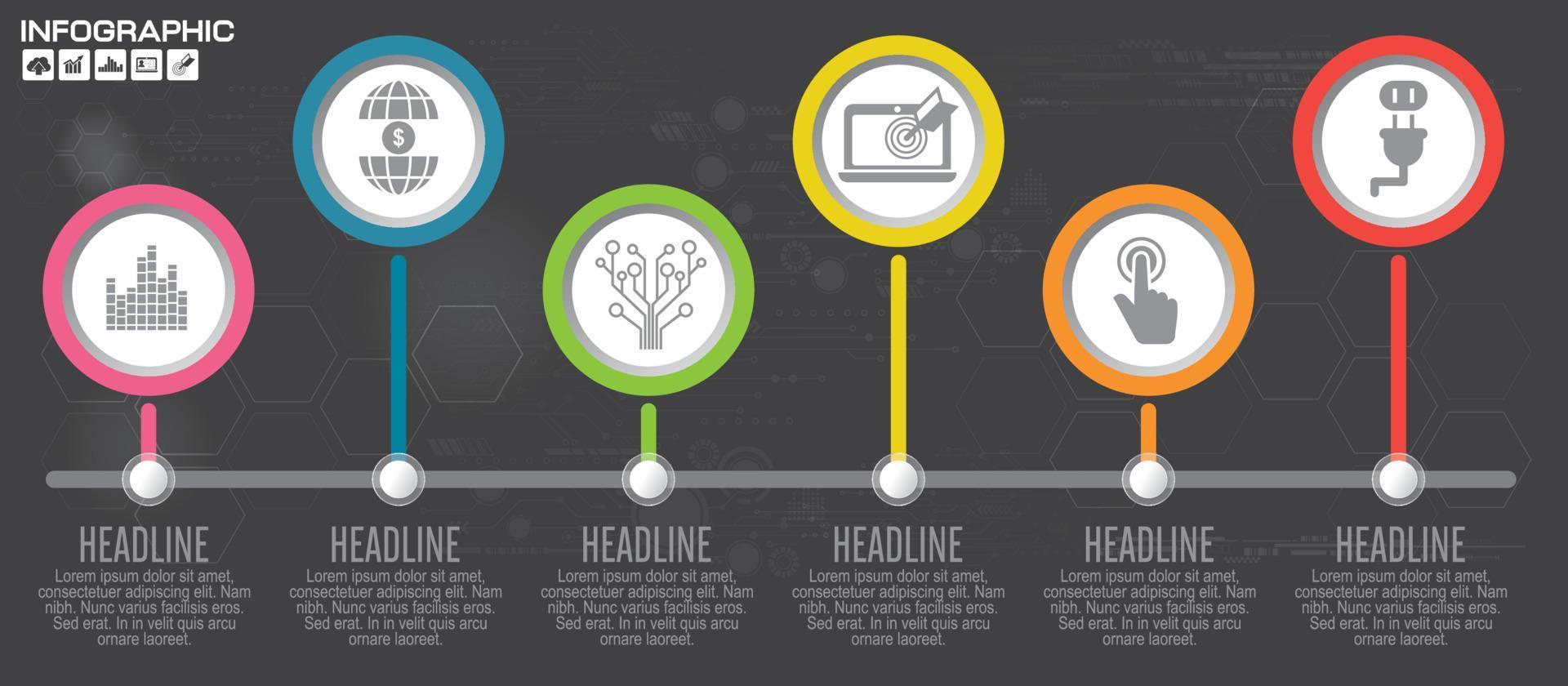 concetto di business con opzioni, parti, passaggi o processi. può essere utilizzato per il layout del flusso di lavoro, il diagramma, le opzioni numeriche, il web design. vettore