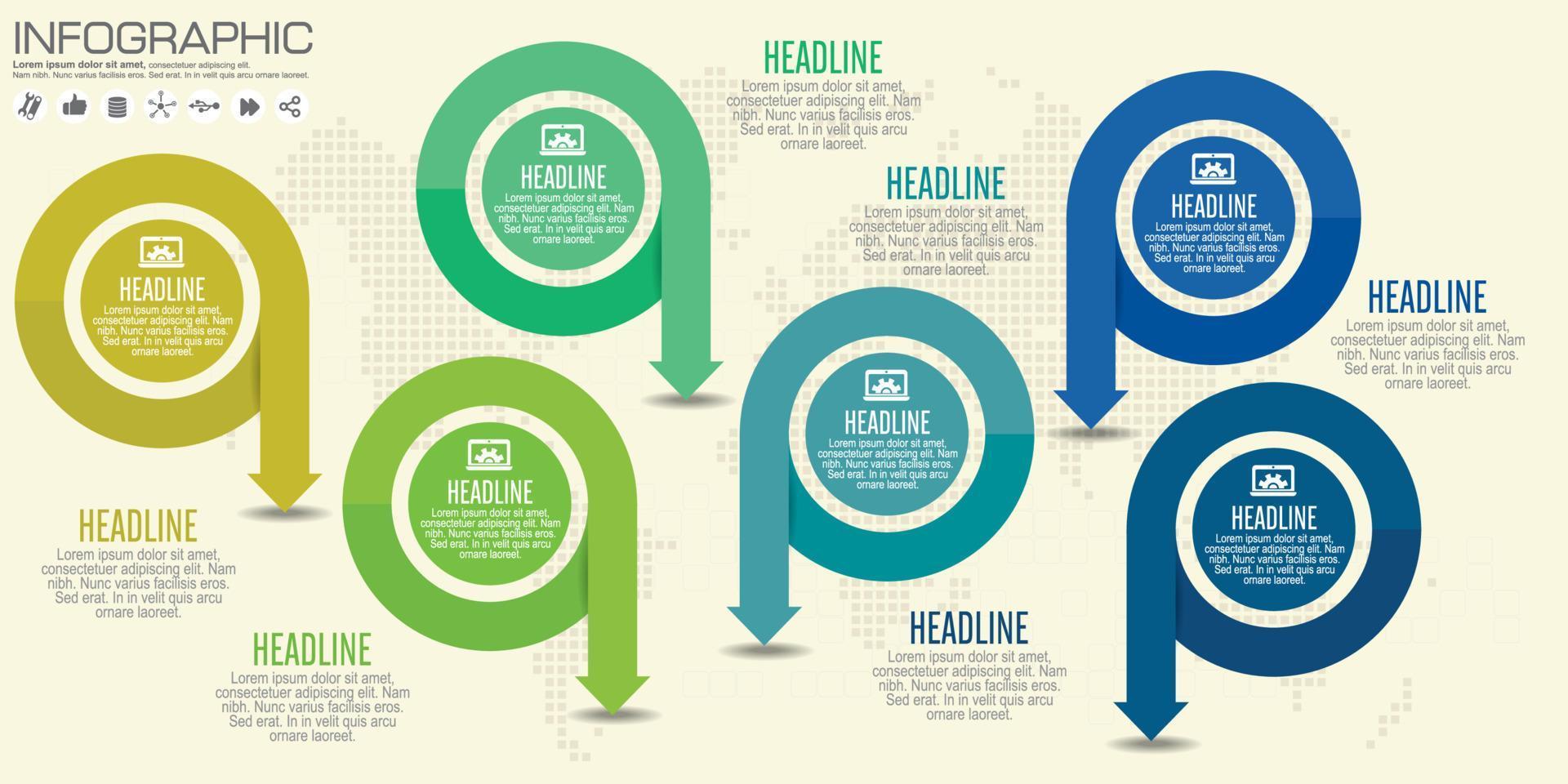 infografica affari cerchio stile origami illustrazione vettoriale. può essere utilizzato per il layout del flusso di lavoro, banner, diagramma, opzioni numeriche, opzioni step up, web design. vettore