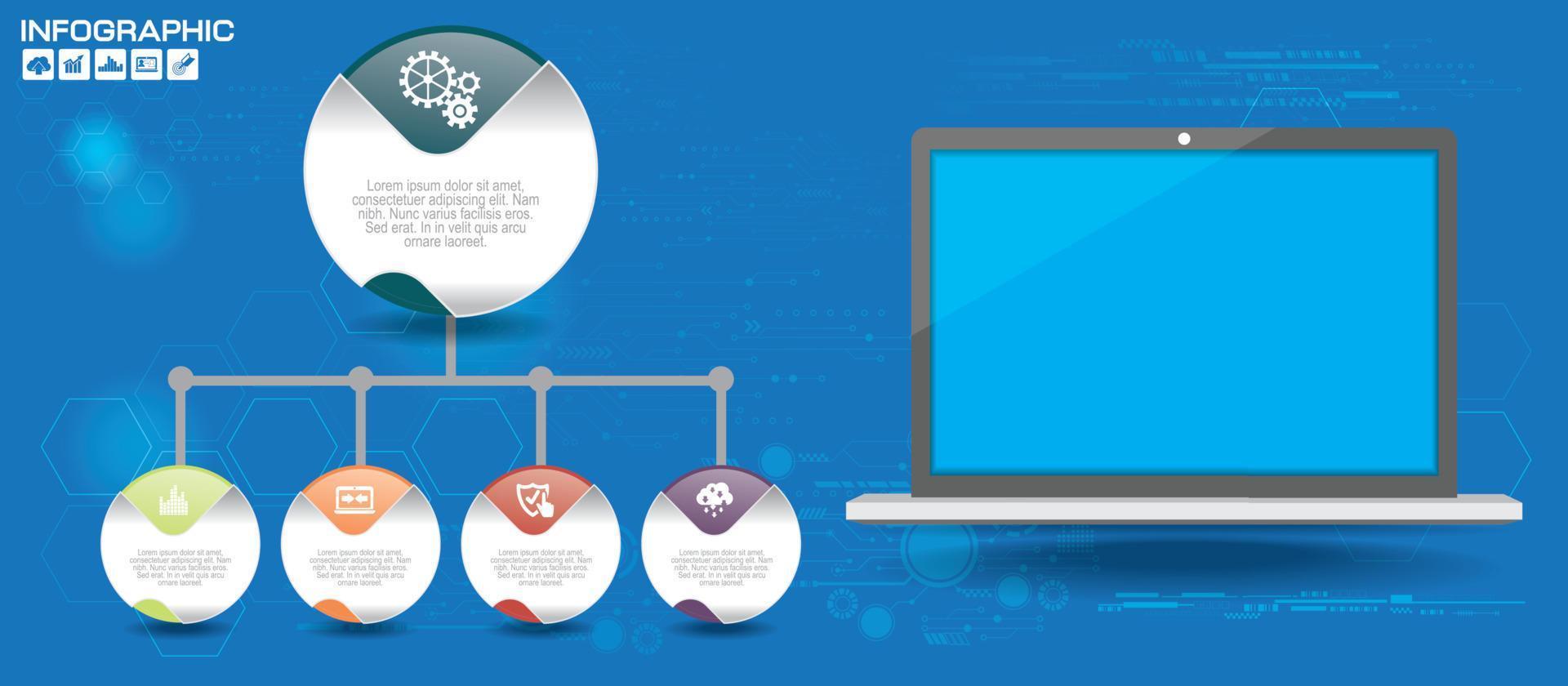 concetto di business con opzioni, parti, passaggi o processi. può essere utilizzato per il layout del flusso di lavoro, il diagramma, le opzioni numeriche, il web design. vettore