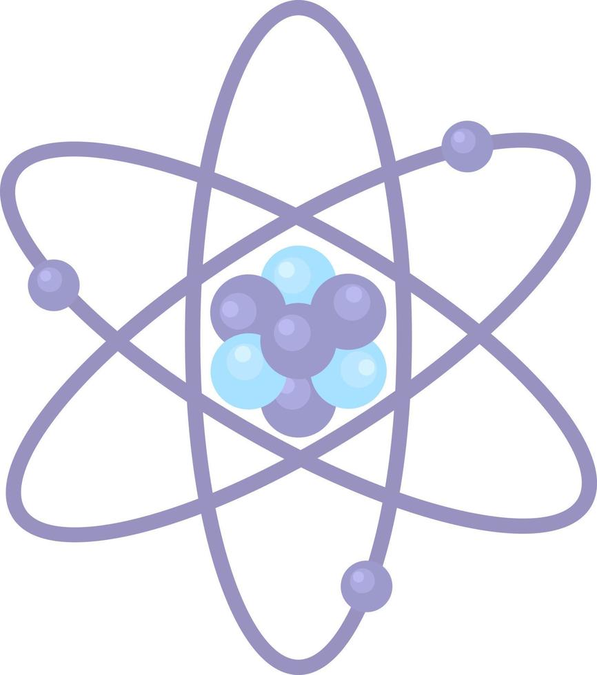 struttura atomica moderno oggetto vettore colore semi piatto. agglomerazione di molecole. oggetto a grandezza naturale su bianco. illustrazione di stile cartone animato semplice chimica per la progettazione grafica e l'animazione web