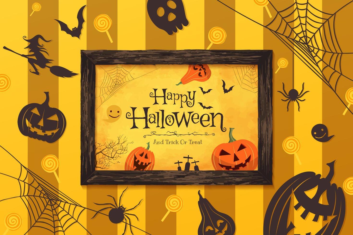 illustrazione vettoriale di felice decorazione e cornice di concetto di halloween