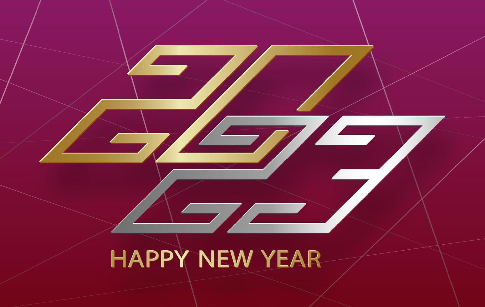 felice anno nuovo 2023, motivo festivo su sfondo colorato vettore