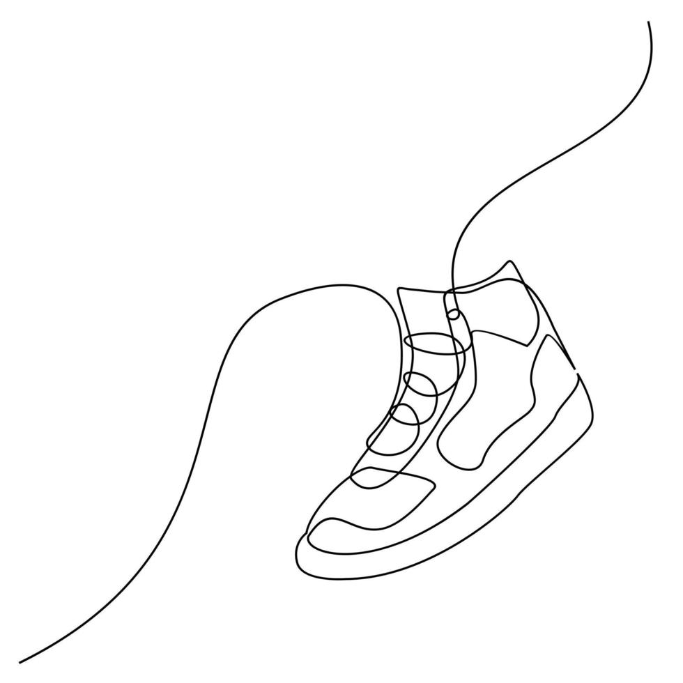 scarpe da ginnastica di disegno a linea continua vettoriale